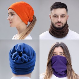 Karl Loven Women's Loop Scarf Neck Warmer Men's Buckle Winter Fleece Lining Unisex Warm Hat Mask - Sports Ski Motorcycle Bicycle Snowboard Hiking, blue
