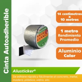 Cinta Tapagoteras 14 Cm Autoadherible  Repara Filtraciones Plateado                                                                                   