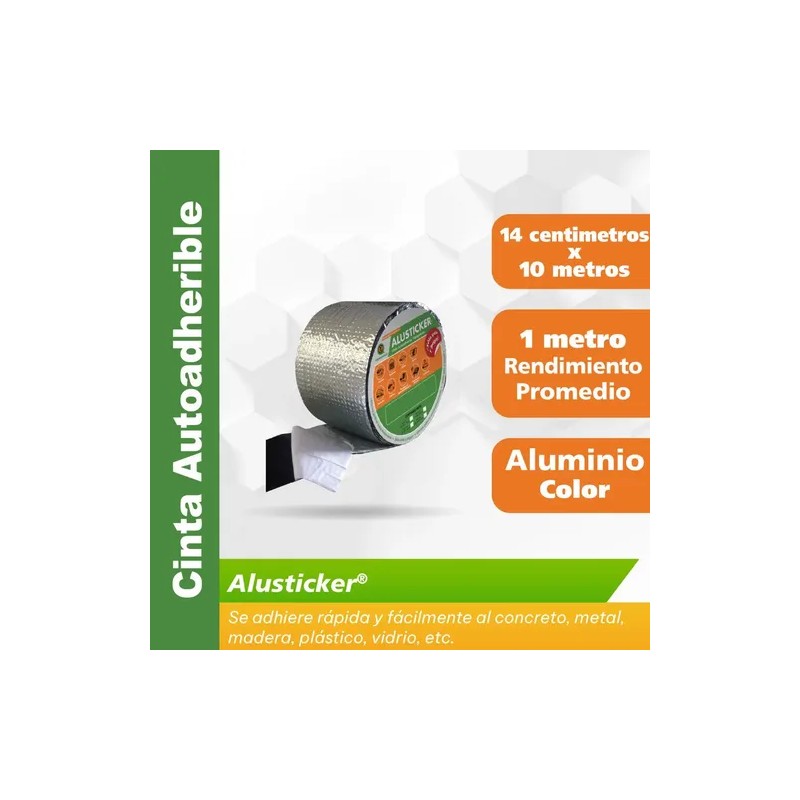 Cinta Tapagoteras 14 Cm Autoadherible Repara Filtraciones Plateado