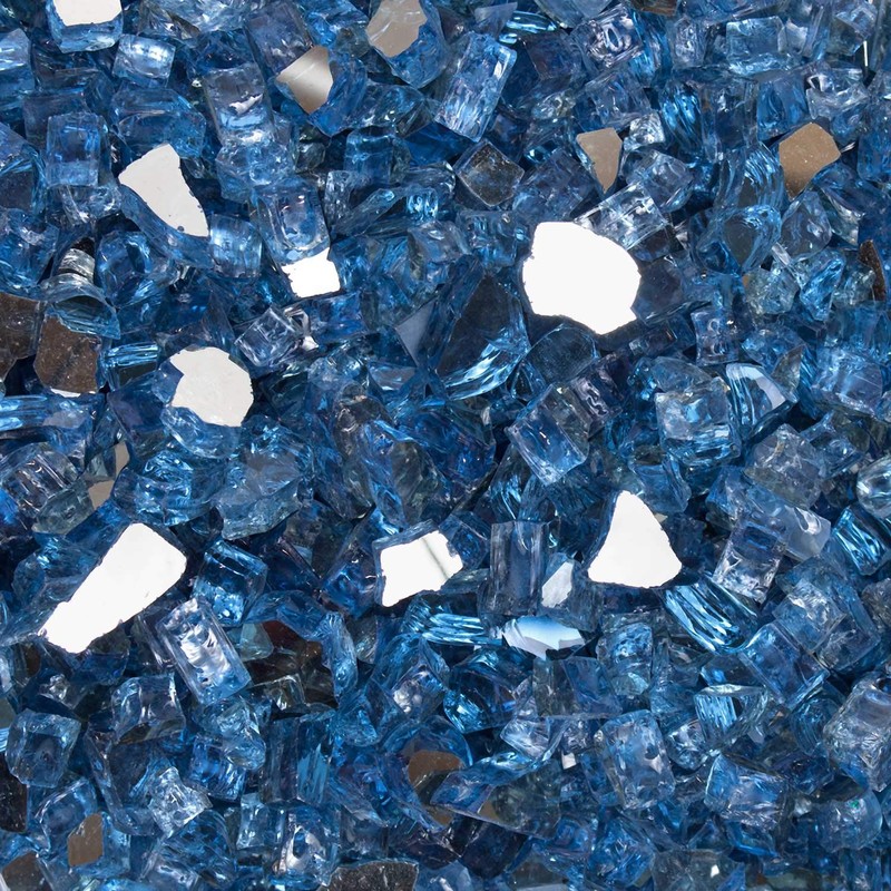 High Luster, 1/2" Reflective Tempered Fire Glass in Neptune Blue