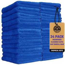 Chemical Guys MIC110024 Professional Grade Premium Microfiber Towels, Blue (16 Inch x 16 Inch) (Pack of 24) - Safe for Car Wash, Home Cleaning & Pet Drying Cloths