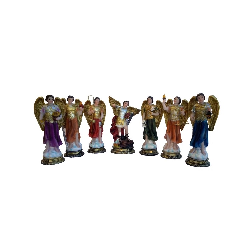 Set of 7 Arcángeles Resin Figurines 8" Archangels
