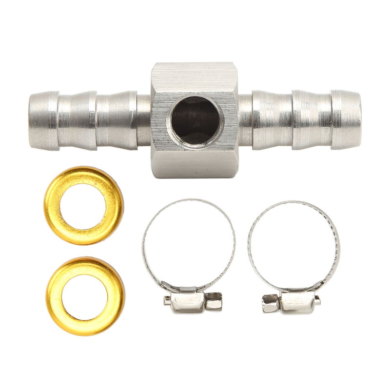 Fuel Line T Fitting Adapter 304 Stainless Steel Pressure Gauge