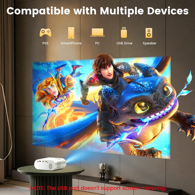 YOWHICK Mini Portable Projector for Home Theater & Movie