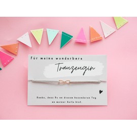 EDELSCHNITTE Bracelet "Maid of Honour" Eternity 925 Silver / Rose Gold-Plated / Grey / Infinity / Wedding / Gift, Silver / nylon