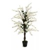 Starhaus Planta Artificial Repleta En Flores Blancas 120cm Con Maceta