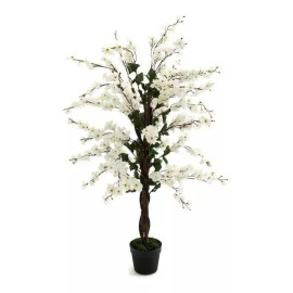 Starhaus Planta Artificial Repleta En Flores Blancas 120cm Con Maceta