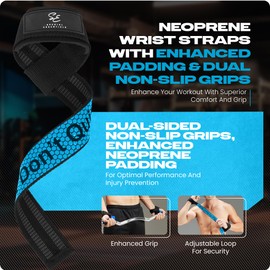 Special Essentials Wrist Straps for Weightlifting - Two-Sided Anti Slip Silicone Grip & Premium Padded Neoprene - Durable Gym Lifting Straps for Men and Women - Ideal for Bodybuilding & Powerlifting