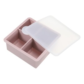 MECCANIXITY Ice Cube Mold 4x2 Inch Silicone Ice Cube Tray with Lid for Cocktail, Juice, Homemade Drink(Pink)
