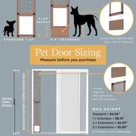 Hakuna Pets Patio Pet Door Screen Insert Panel for Sliding Doors, Fits Door Track Min Ht 63.78" to Max Ht 84.25", UV Resistant Mesh, Locking Magnetic Dog Door, Easy Install and Removal, Large, Bronze