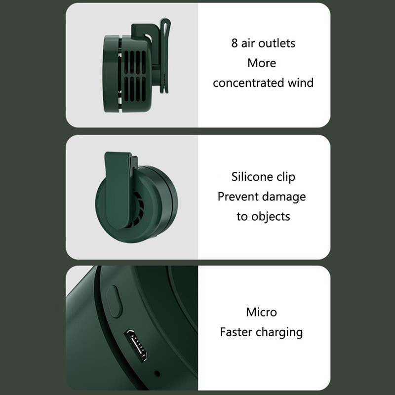 Portable Mini Fan Lightweight Clip On Fan USB Rechargeable Cooling