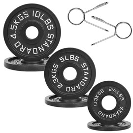 Fitvids 2-Inch Olympic Cast Iron Weight Plate for Strength Training & Weightlifting, Multiple Sizes, 35LB Set