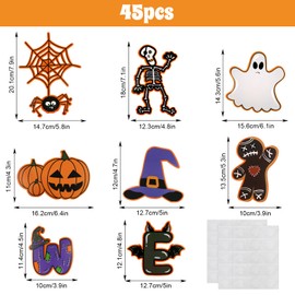 FINGOOO 45 PCS Halloween Cutouts, Cute Happy Halloween Paper Cut Out for Bulletin Board Wall Home Holiday Party Decoration