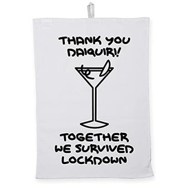 Hippowarehouse Thank You Daquiri We Survived Lockdown Tea Towel Eco Printed Dish Cloth Kitchen accessory 50cmx70cm 100% Cotton