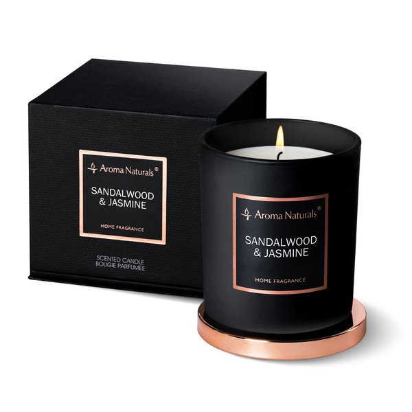Aroma Candle, Soy Wax Candle, 35 Hour Jar Candle, Gift (Sandalwood & Jasmine)