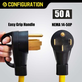 LAVANDINO 50 Amp to 110 RV Adapter Power Cord, 50 Amp to 15 Amp Adapter, NEMA 14-50P Male to 5-15R/5-20R Household Tri-outlets Female