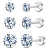 Limerencia Moissanite Stud Earrings, 3 Pairs Titanium Screw Back Earring,