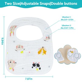 8Pack Muslin Baby Bibs Ultra Soft Absorbent - 100% Organic Cotton Baby Bandana Drool Bibs Adjustable Snaps for Infants, Newborns and Toddlers, Stylish Unisex Bandana Bibs for Teething and Drooling
