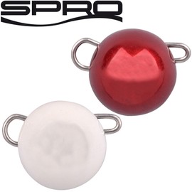 Spro Freestyle Tungsten Bottom Jig White/Red - 2 Lead Heads for Jigging, Jig Heads for Rubber Fishing, Jig Head for Spin Fishing, Weight: 5 g