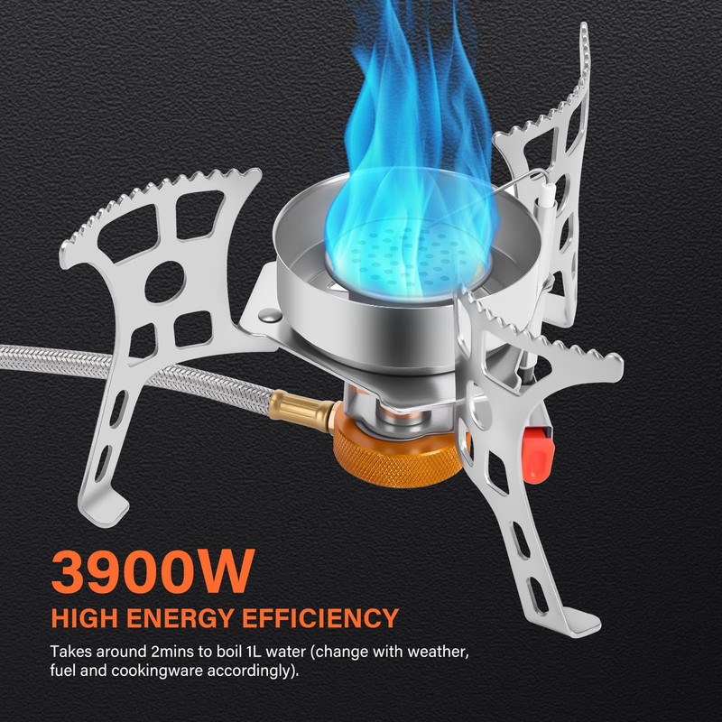 WADEO 3900W Windproof Camping Stove, Camping Gas Stove with Piezo