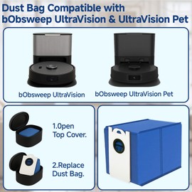 PonPeoo 2 Pack 6 Liter Large Capacity Dust Bags Fits for BObsweep UltraVision & UltraVision Pet Self-Empty Robot Vacuum Cleaner Replacement Parts Accessories Disposable Vacuum Bags