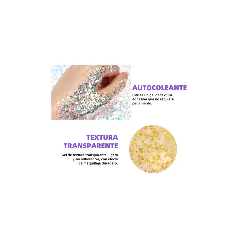 9pz Body Glitter Maquillaje Cabello Cuerpo Brillos Colores