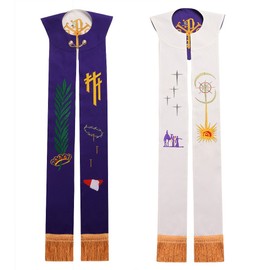 BLESSUME Church Stole priest Chasuble Vestments Reversible Embroidery Stole