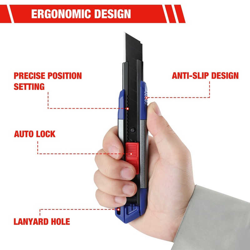 WORKPRO 18mm Retractable Utility Knife, Heavy Duty Snap-off Box Cutter