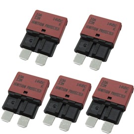 HiSport Auto Reset Circuit Breaker Fuse 10A for Car Truck RV Marine Boat Trolling Motor & Custom Wiring Audio Battery Protection E37 Automotive (T1) Reset Low Profile ATC/ATO 14VDC, 5PCS