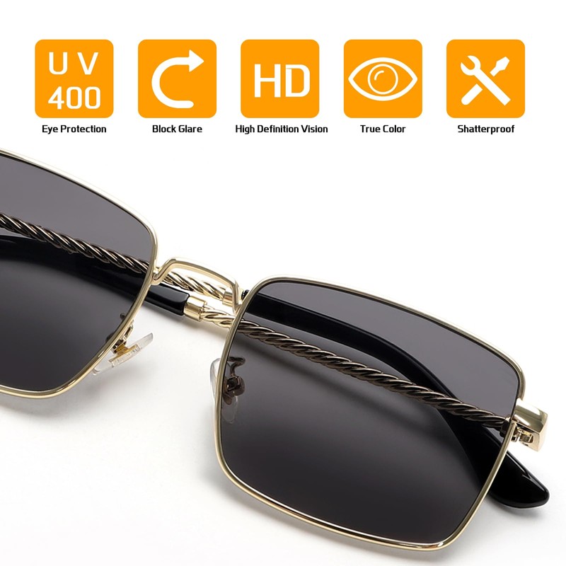 GUVIVI Rectangle Sunglasses for Womens Mens 2024 Y2k Sun Glasses