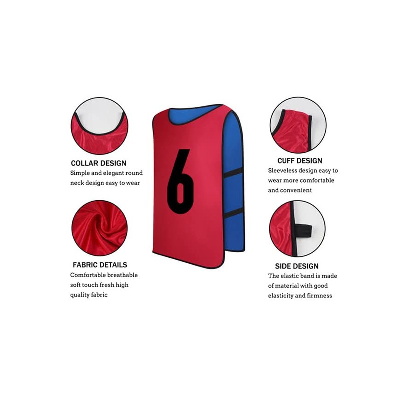 MILLUR 12 Pack Reversible Numbered Pinnies, Double Sided Scrimmage Vest,for