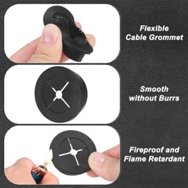 M METERXITY 4-Pack Rubber Grommets for Wiring 32mm Desk Grommet Double-Sided Flexible Cable Cord Grommet Desk Hole Cover for Cables/Wires Through Protection Cable Grommet [Black]
