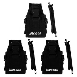 Set of 3 WINDINGTOK MSC-20A Walkie Talkie Nylon Pouch Bag, Multi-Purpose, Lightweight, Practical for Production Sites, Emergency Response, Handheld Radio, Black, Practical