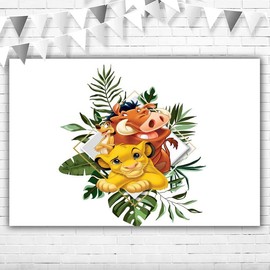 Oh Baby Lion King Backdrop Baby Shower 5x3ft Simba Baby Shower Background Happy 1st Birthday Banner for Boys Vinyl Jungle Leaf Lion King Simba Theme Birthday Decor