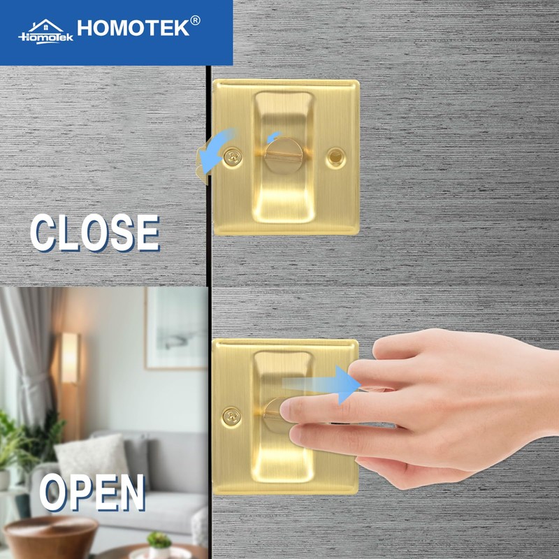 HOMOTEK 2 Pack Privacy Sliding Door Lock with Pull -