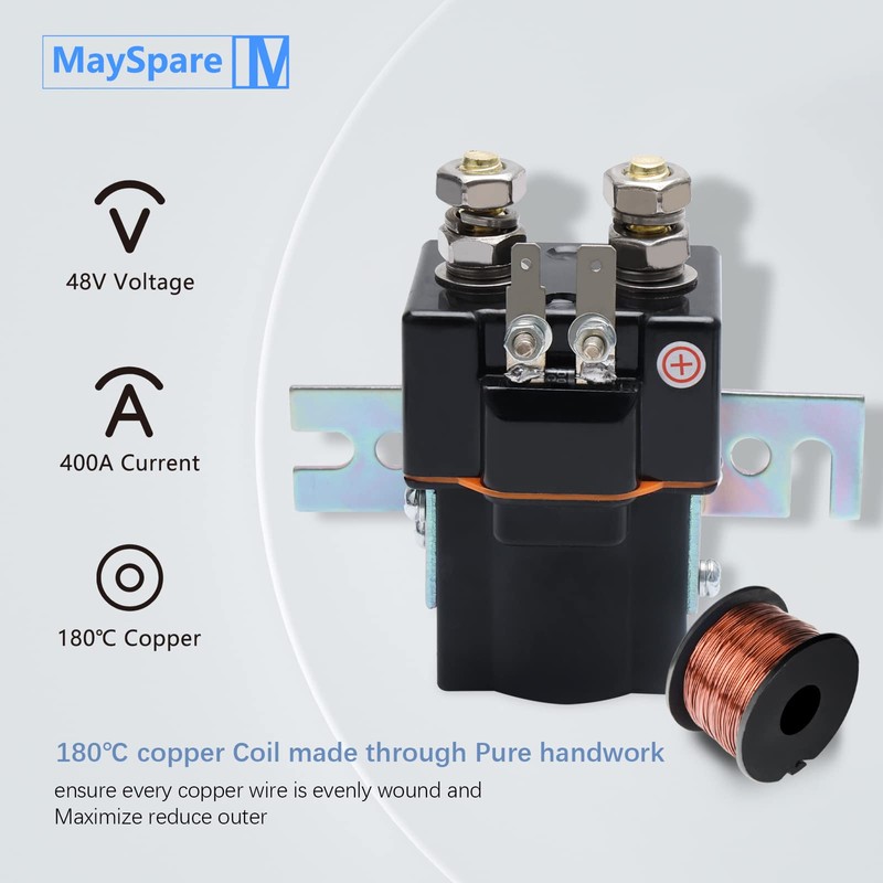 MaySpare 48V Golf cart Solenoid,4 Terminal Solenoid Coil, Albright Solenoid