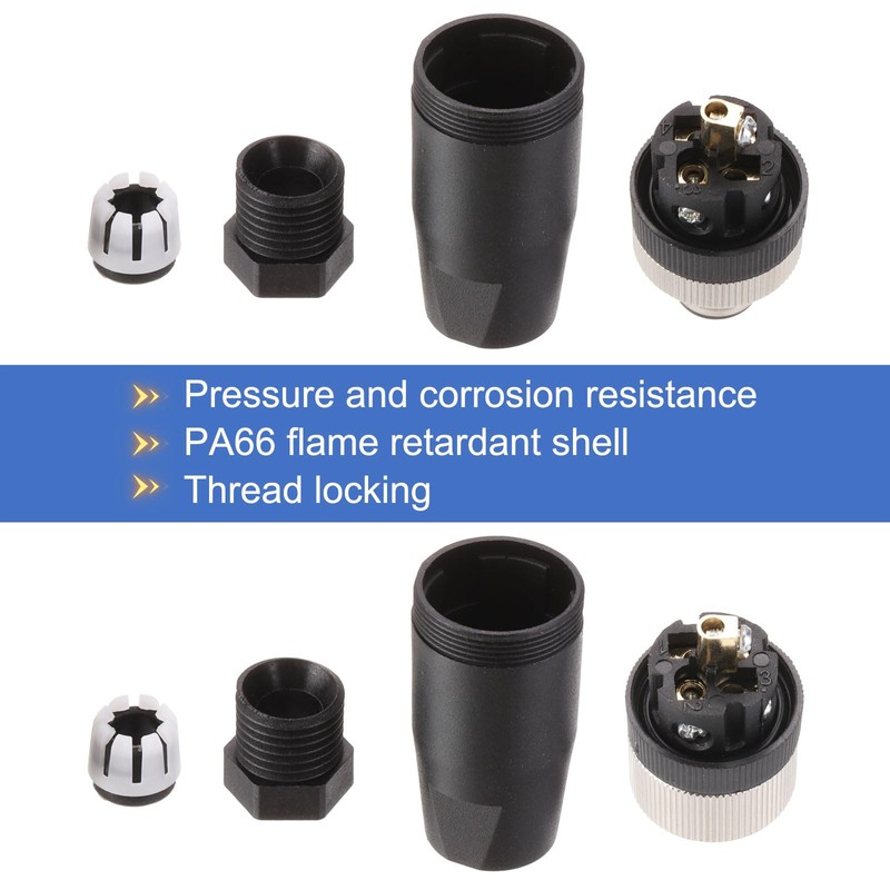 MECCANIXITY 5Pcs 5 Pin M12 Female Aviation Connector Wire Plug