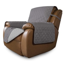 Easy-Going Oversized Recliner Reversible Sofa Cover Furniture Protector Couch Cover Water Resistant Elastic Straps Pets Kids Dog Cat (Oversized Recliner, Gray/Light Gray)