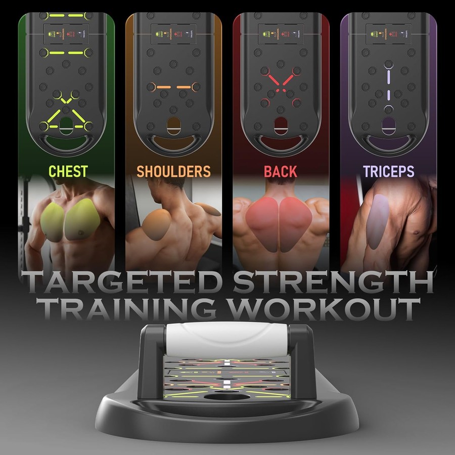 Foldable Push Up Board for Home Workout, Portable Pushup Bar System with Resistance Bands for Chest, Arms, Abs and Core