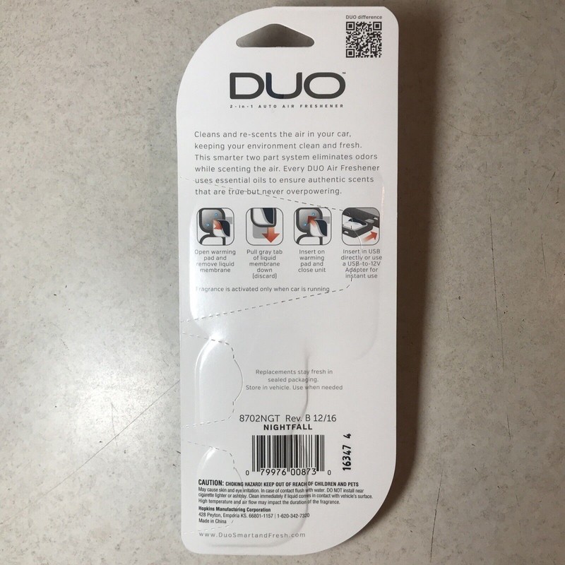 Duo 3-Pack Duo USB Car Air Freshener Odor Eliminator Essential
