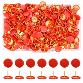 Hocansen 300 Pcs Thumb Tacks 10x9mm Colored Push Pins Flat Round Head Drawing Pins for Map, Photo Wall, Corkboard (Red/TD-PT)