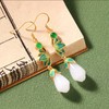 Lotus Flower Jade Earrings for Women Long Jade tassel Dangle