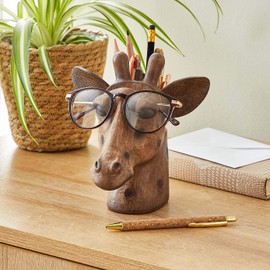 EEMKAY® New Resin Fun Giraffe Head Pot and Glasses Holder Ornament Bedside Or Living Space M-19 - Brown