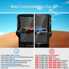 SCYBSTCA 2024 Ram 1500 2500 3500 Screen Protector Designed for 2019-2024 2025 Dodge RAM 1500 2500 3500【TRX/Rebel/Laramie/Limited/Longhorn】 12 Inch Touchscreen - Tempered Glass Scratch Resistant