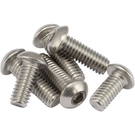 1/4-20 x 1/2" Button Head Socket Cap Screws, 18-8 Stainless Steel (304), Bright Finish, Fully Threaded, Allen Hex Drive, 50 PCS