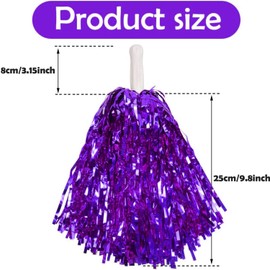 QOOWFEANIG 24Pcs Handheld Cheerleading Pom Poms Shining Metallic Foil Plastic Pom Poms with Baton Handle for Game Sports Squads Dancing Party Football Basketball Club Spirit Sports Stage Performance