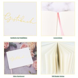 Swanaryo Guest Book - for Wedding, Birthday, Baby Shower, Holiday Home - 100 Blank Pages White Wedding Guest Book with Free Pen, Sticker, Wedding Album, 19 x 24 cm