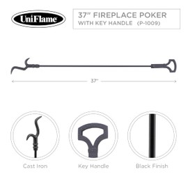 Uniflame, P-1009, 37" Black Poker With Key Handle