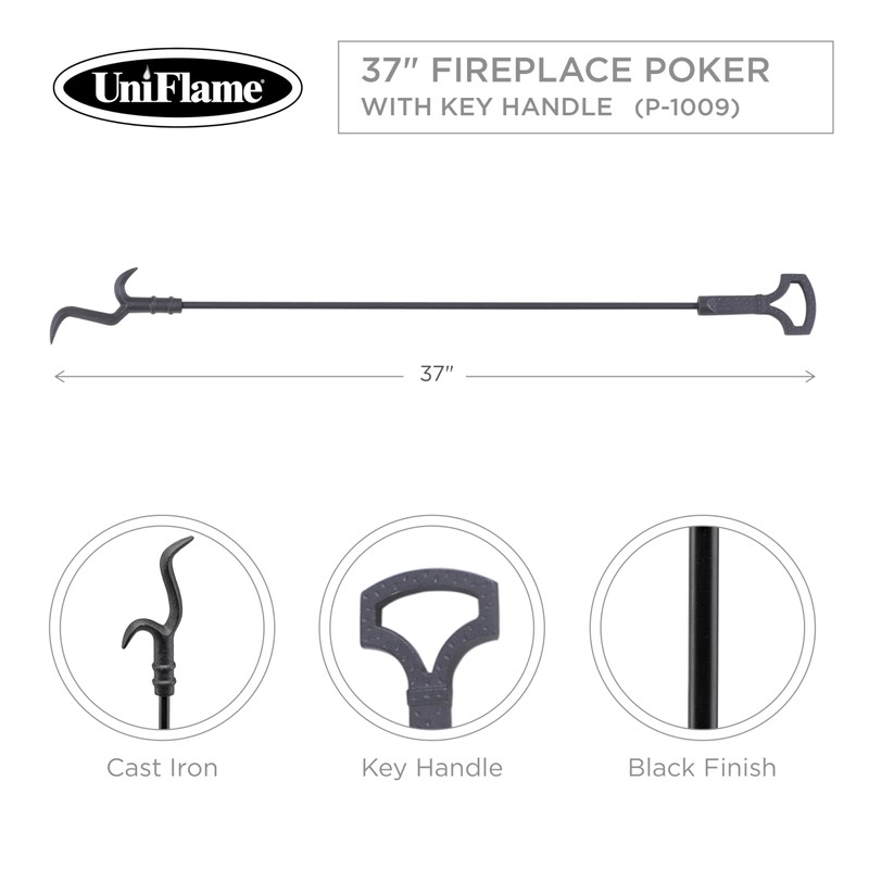 Uniflame, P-1009, 37" Black Poker With Key Handle