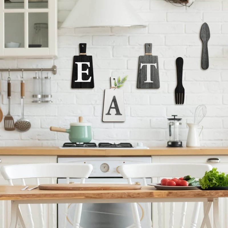 JIVIMOCO Cutting Board Eat Sign Set Hanging Art Kitchen Eat
